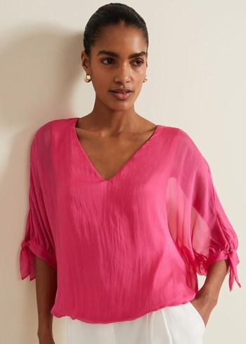 Phase Eight Madison Silk Shirts Pink USA | 9670483-RN